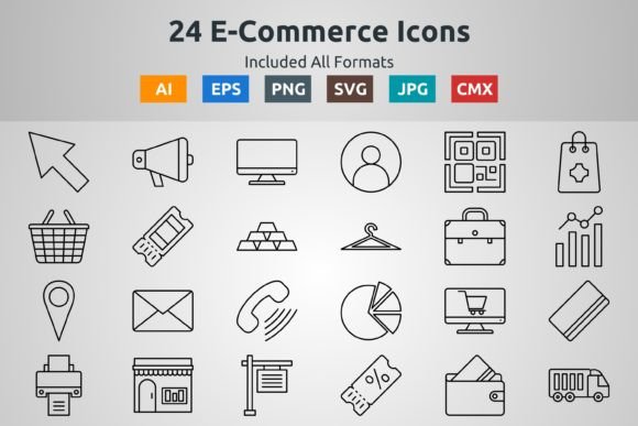 24 E-Commerce Icons: Essential Graphics for Makers