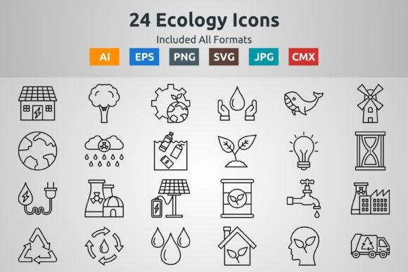 24 Ecology Outline Icons: Graphics for Modern Brands