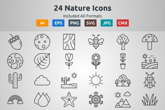 24 Nature Outline Icons: A Designer's Review