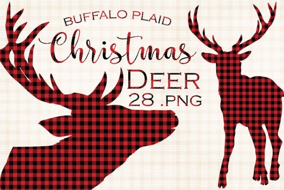 Buffalo Plaid Deer Graphics for Holiday Illustrations