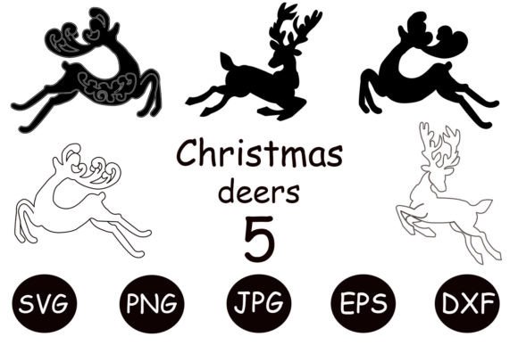 Christmas Deers Clipart Svg for Crafts & Graphics