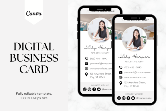 Custom Digital Business Card Template 3: Modern Graphics for Branding