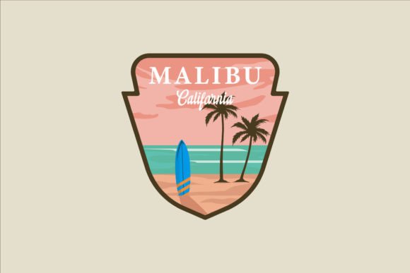 Malibu California Beach Vector Emblem Review