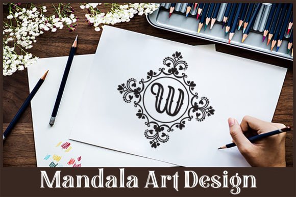 Mandala W Letter Design: Graphics for Crafts & Brands
