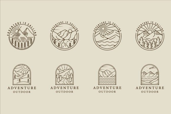 Mountain Lake Line Art: Graphics and Logos Review
