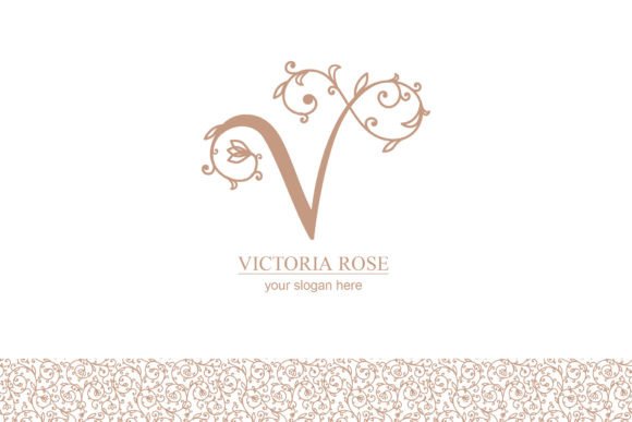 V Logo Floral Graphics for Logos and Crafts