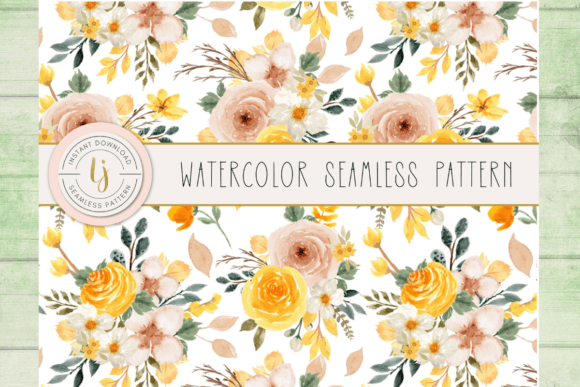 Watercolor Florals in Sunshine: Graphics & Patterns